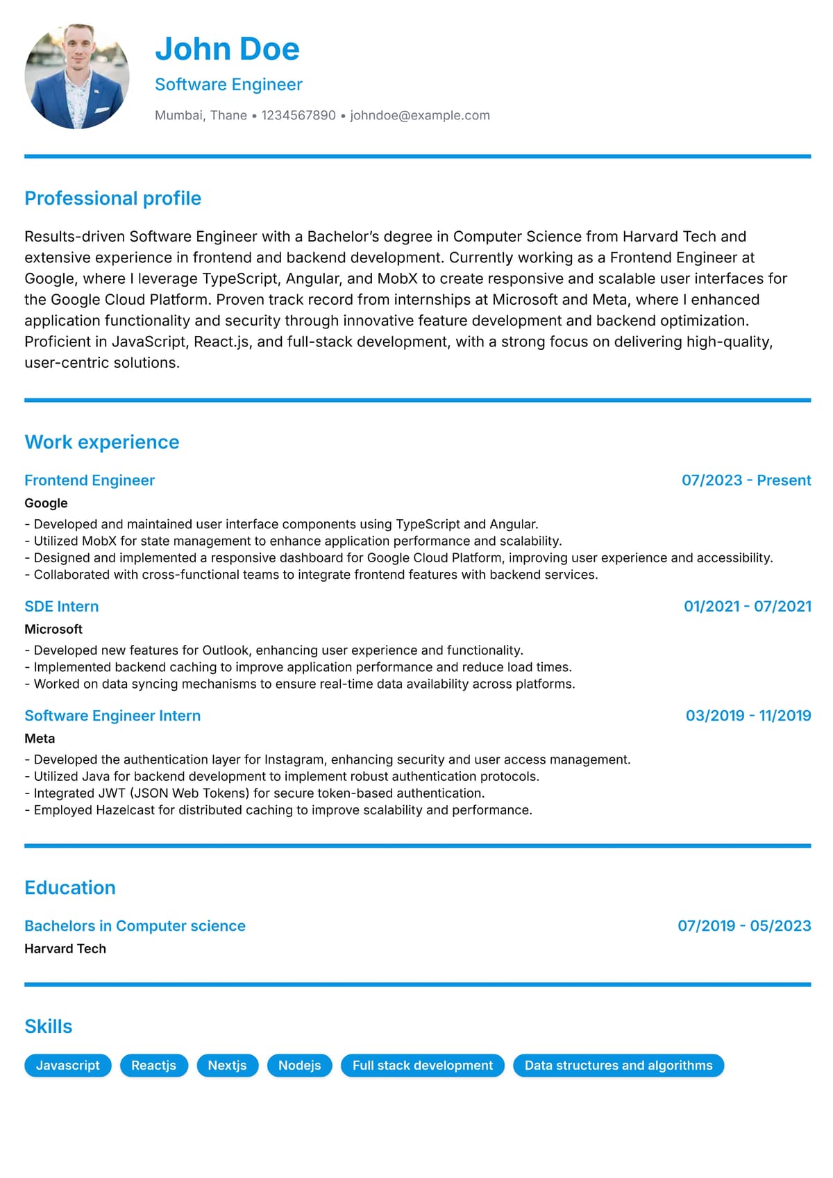 Resume preview